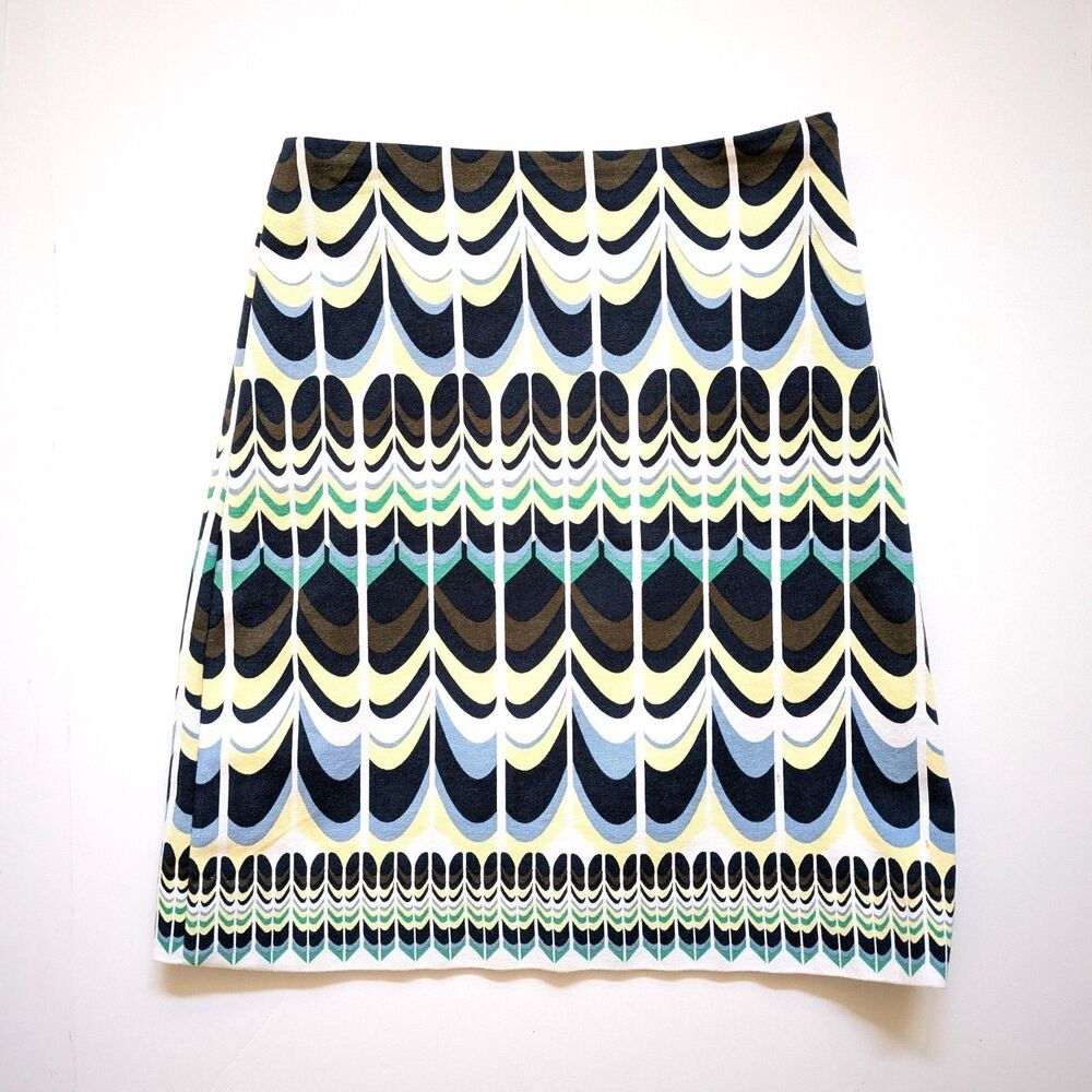 Talbots Petites Skirt 2P Mod Geometric Feather Print A-Line Mini Multi-Color